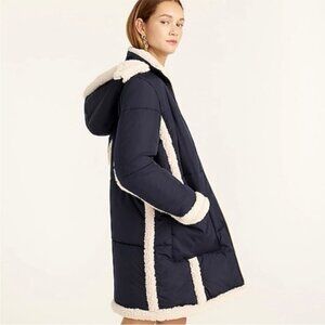 J.CREW Snowday puffer Jacket Coat Parka Navy Blue Size XS Primaloft
